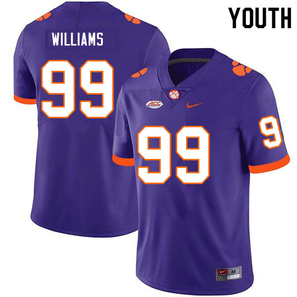 Youth #99 Greg Williams Clemson Tigers College Football Jerseys Sale-Purple - Click Image to Close
